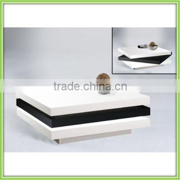 Three Layers Square Rotating MDF Board Coffee Table