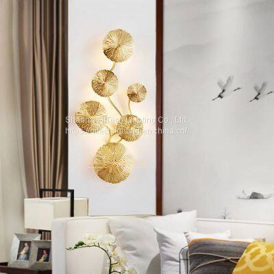 Vintage Copper Lustre Gold Leaf Wall Lamp Bedroom Indoor Wall Sconces Lighting Decor Home Wall Mounted Light Fixture G4 Socket photo-2