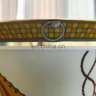 European Plated Porcelain Horse Luxury Ceramic Home Gold Flower Vase Decor photo-5