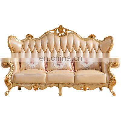 2021 New Design Antique Sofa European Style Classic Genuine Leather Sofa Sets