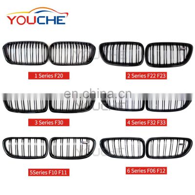 ABS dual slat front kidney grille mesh grill for BMW 1 2 3 4 5 6 series F20 F22 F23 F30 M3 F80  F32 F10 F12