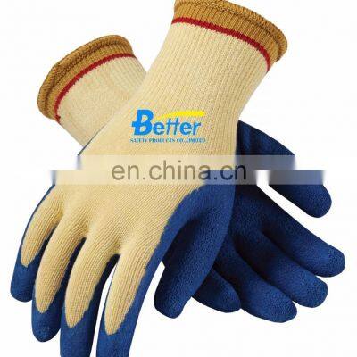 Heavy Duty Blue Latex Rough Dipped Aramid Fiber Fire Proof Anti Cut Resistant Work Gloves photo-2