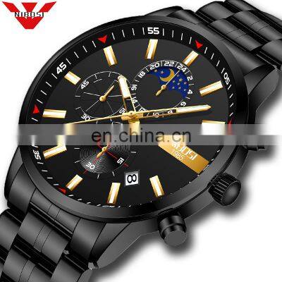 NIBOSI Men Watch Top Brand Luxury Sports Quartz Mens Watches Full Steel Waterproof Chronograph Wristwatch Men Relogio Masculino