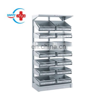 HC-M076 Factory Wholesale Stainless Steel Adjustable double-bucket medicine storage rack for pharmacy hospital clinic