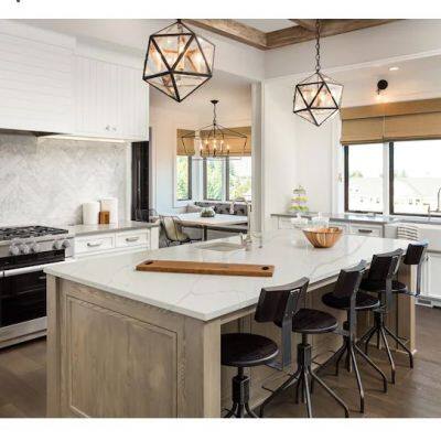 Code：1205，Calacatta Artificial Stone Quartz Slab Kitchen Countertops photo-3