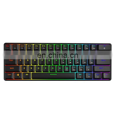 Hot selling 61 key RGB 60% wired laptop mechanical game keyboard