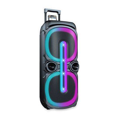 SING-E ZQS10201 Dual 10 Inch Powered Party Dj RGB Light Loud Outdoor Wireless Hifi Super Bass Karaoke Trolley Portable Speaker