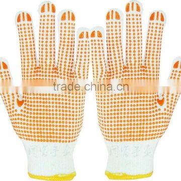 pvc polka dots gloves/pvc dotted cotton working gloves/work glove with pvc dot