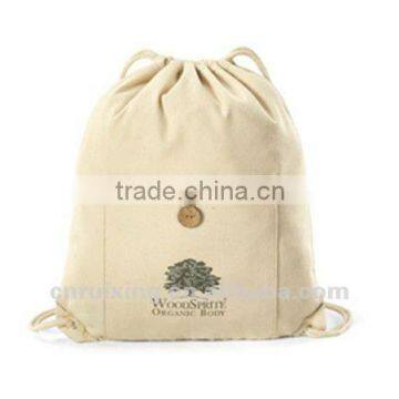 Printing recycled eco-friendly soft touch cotton drawstring backpack