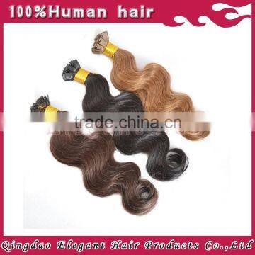 6A unprocessed double drawn Human Remy Flat tip Hair Extensions with high quality in cheap price