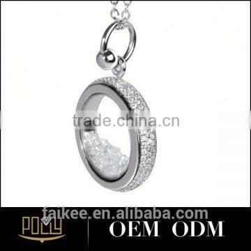 925 Silver Artificial Diamond Round Ring Pendant for Women Tamil om Pendant photo-3