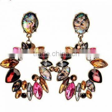 New Leaves flower acrylic big drop acessorios earring long crystal brand dangle earrings for women fashion jewelry 2015