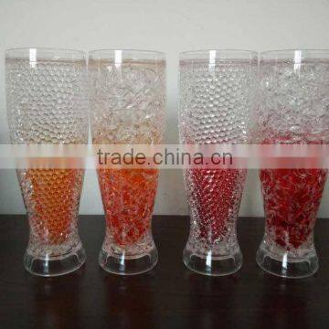 bpa free 16oz PS double wall ice beer mug with Ice Beads and Ice Gel
