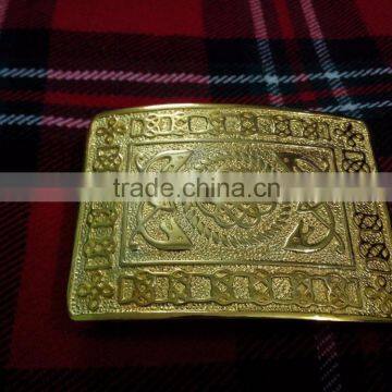 Celtic Design Kilt Belt Buckle In Gold Plated High Finished Finished Made Of Brass Material