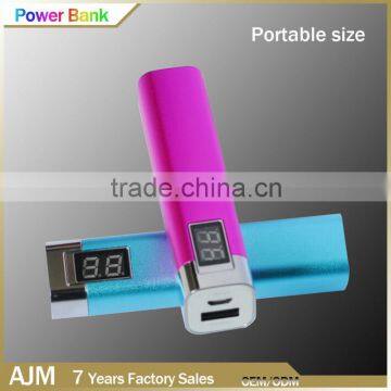 Super slim 2600mah 18650 battery power bank with led flashlight dual usb new power bank