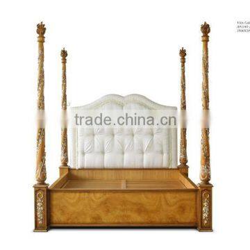 Royal Bedroom Furniture King Size White Wedding Bed Wood Four Poster Canopy Bed Quality Choice photo-2