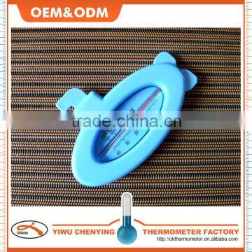 baby bath plastic water thermometer w/ blue ship design and red kerosene filled capillary cheap item accurate read temperature