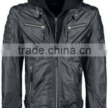 MENS SLIMFIT 100% LEATHER BIKER JACKET BLACK COLOUR