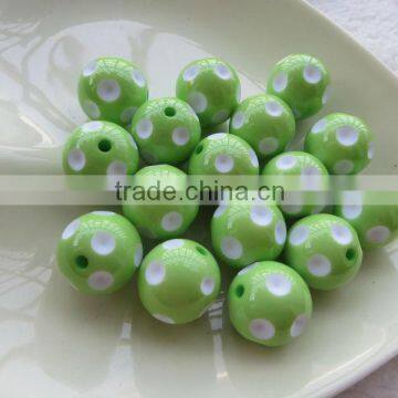 Lime Green 20mm Round Bubble Gumball acrylic polka dot beads wholesales, fashion chunky necklace beads AAA Quality