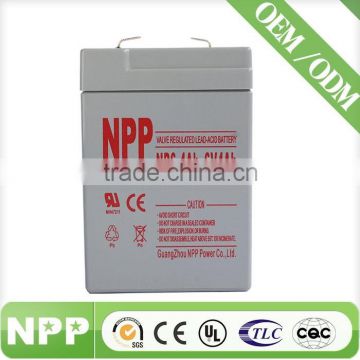 free maintenance 6V4AH Sealed rechargeable battery for CCTV