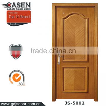 Hot sale the latest classic design simple teak wood door designs exterior wood 2 panels in guangzhou