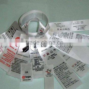 Fashionable and durable satin ribbon care and size printed labels