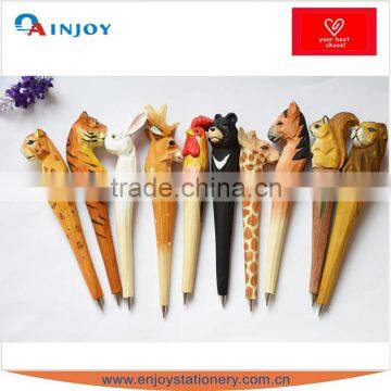 Hot sell wooden craft pen Classic wooden animals pen Creative stationery gift pen