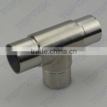 Stainless steel handrail tube connector 180 degree 3 way tee