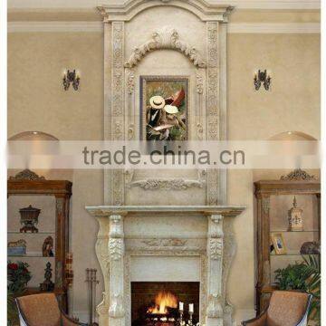 Indoor Decoration Granite Double Fireplace Mantel