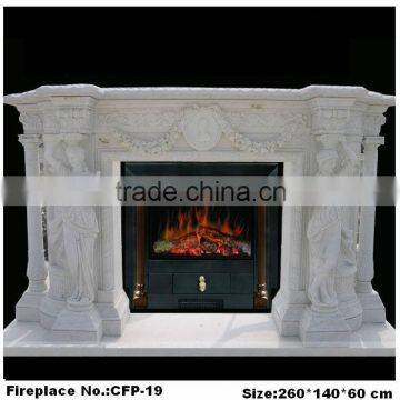 Pillar Carving Figure Sculpture Marble Flame Fireplace