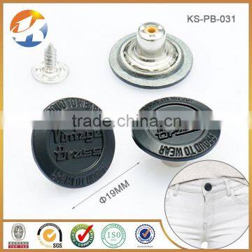 Paint Black Custom Metal Tack Buttons For Jeans