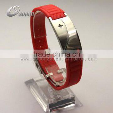 wholesale custom negtive ion titanium energy bracelet with stainless steel clasp for women