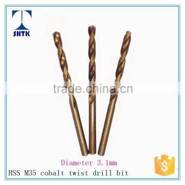 factory direct supply, M35 cobalt, drill bit, twist drill bit Dia 3.1mm
