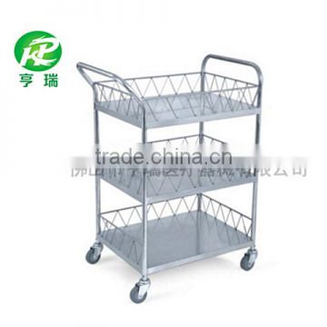 Stainless Steel Instrument Appliance Trolley Three Shelves with wire baskets