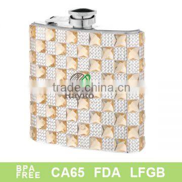 mini stainless steel hip flask with diamond sticker