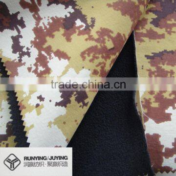 nylon taslan fabric bonded with polar fleece waterproof and breathable camouflage printed