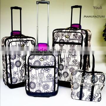 printed material lady trolley luggage