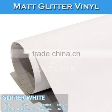 Self Adhesive White Matt Glitter Car Body Wrap Silver Vinyl Sticker Roll photo-2