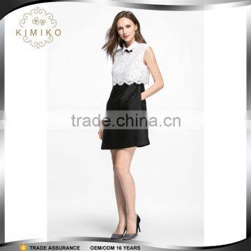 Lastest Women Fashion Design Casual Dress Sleeveless Mini Dress With Lace Top