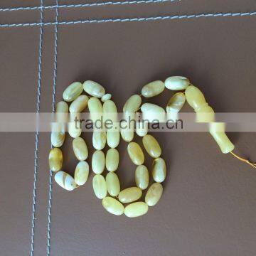 White Natural Baltic Amber Prayer Beads, Amber Islamic Muslim Rosay Tasbih