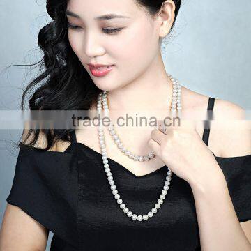 white natural pearl fresh water pearl wedding necklace in double strands