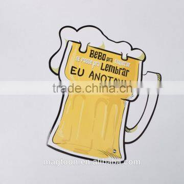 custom innovative new hot beer mug magnetic writing board fridge magnet