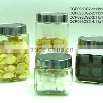 4pcs frosted glass jar with s/s lid (CCP095DS2)