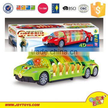 360 rotating kid plastic racing battery operated car toy with automatic door