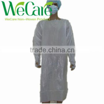 Disposable CPE Blue surgical gown with elastic cuff or thumb loop