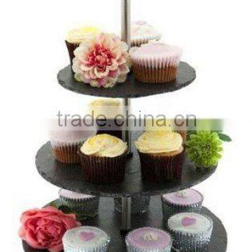 hot sale 3 layer cake stand with natural material slate