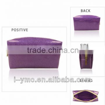 purple glitter travel PVC foldable makeup bag