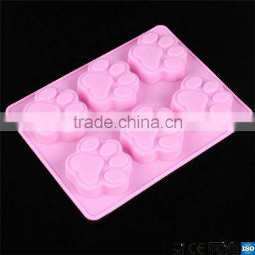 100% High Standard Food Grade Fda And Lfgb Hot Sale 6 Cavity Cat's Paw Cake Mold