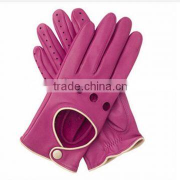 Top quality lady short bike driving leather glove/leather glove manufacturer