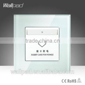 2015 Hot Sale China New Products Wallpad Luxury White Crystal Glass Hotel Power Card Key Wall Light Electric Switch Socket